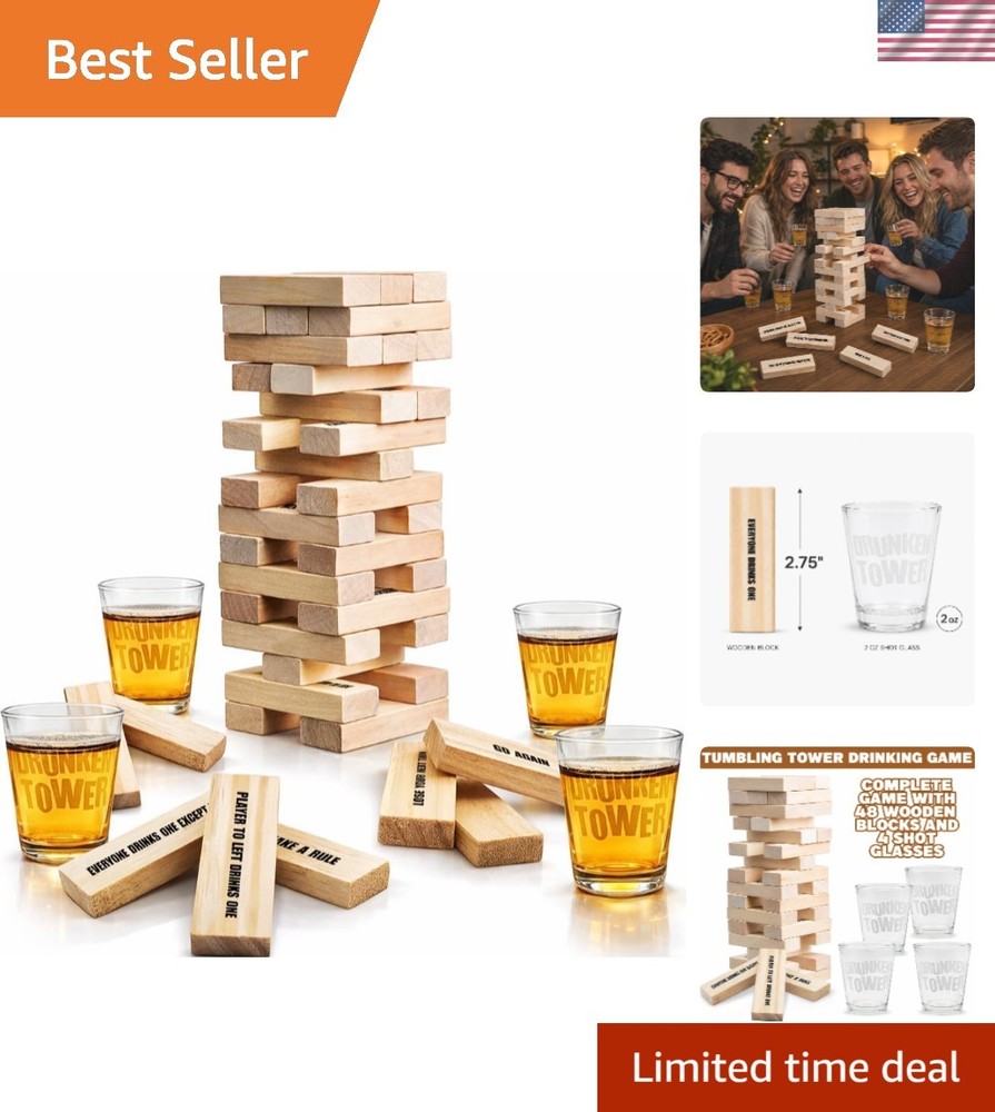Tumbling Tower Party Game – 52 Pieces for Epic Fun & Competitive Nights