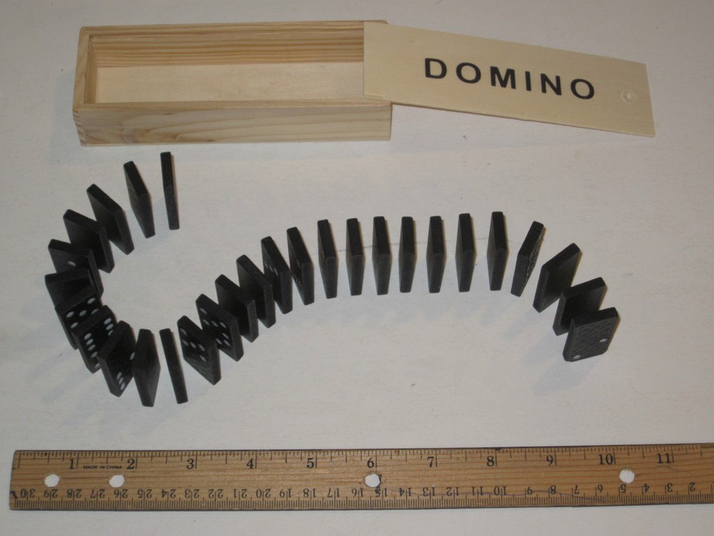 Dominoes Set 28 Wooden Dominoes In Box w/Instructions – Play, Tile Game, Kid Toy