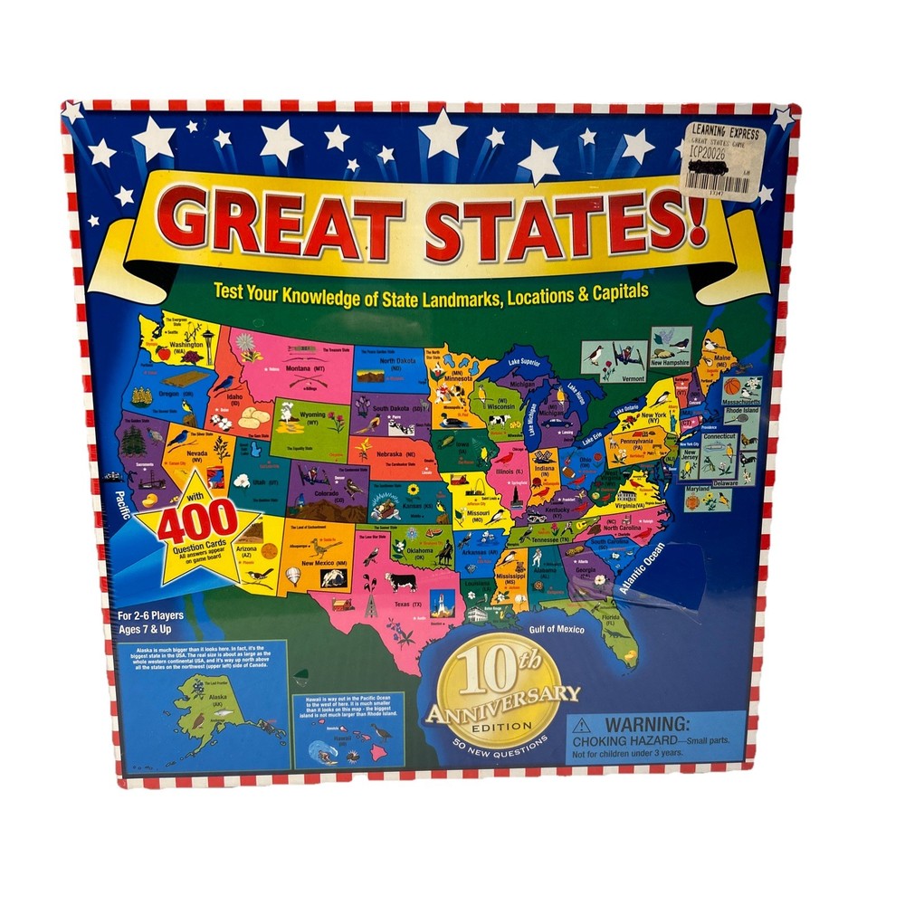 GREAT STATES! Board Game, 2010 International Playthings, New Sealed