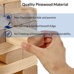 Giant Tumble Tower Stack Game – 54 Wooden Blocks, Grow to 4.2ft, Family & Par…