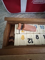 Vintage 1973 Rummikub Faux Wood 106 Tile Complete Set with Canvas Traveling Case