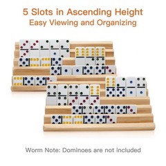 plusvivo Domino Racks Set of 2, 10 x 5.5 x 0.79 inches, Woodgrain Color