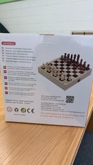 Foldable Wooden Fast Sling Puck & Chess Game. New game with light damage to box
