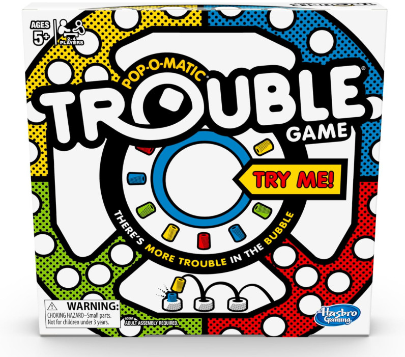 Hasbro Gaming Trouble Board Game for Kids Ages 5 and Up 2-4 Players