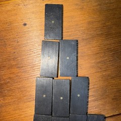 Antique Bone and Ebony Wood Dominos set 26 Dominos, Missing 2/4, 5/6 incomplete