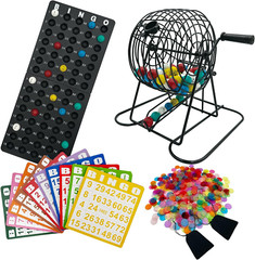 Deluxe Bingo Game Set,Bingo Set Includes Metal Cage,600 Mixed Color Plastic Chip
