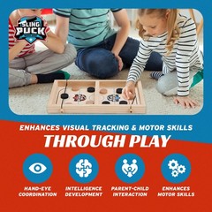 XL Fast Sling Puck Game | Tabletop Skittles Game I 14″ Wooden Family Indoor G…
