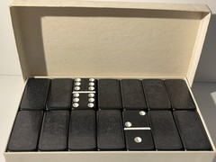 Vintage No. 616 Standard Marblelike Dominoes Black Puremco Manufacturing Co USA