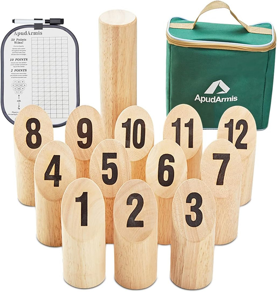 ApudArmis Wooden Tossing Game Set, Numbered Block Toss Games Set with Scoreboard