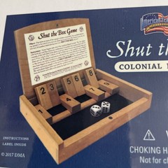 Shut the Box Colonial Dice Game Wood Mini Game New Sealed Gift