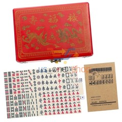 Vintage Chinese Mahjong Set Traditional 144 Tiles Mah-Jong Game Set w/ Case Box