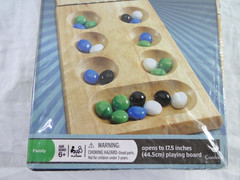 Cardinal Solid Wood Folding Mancala Game Board 48 Multi Color Stones NOS Age 6+