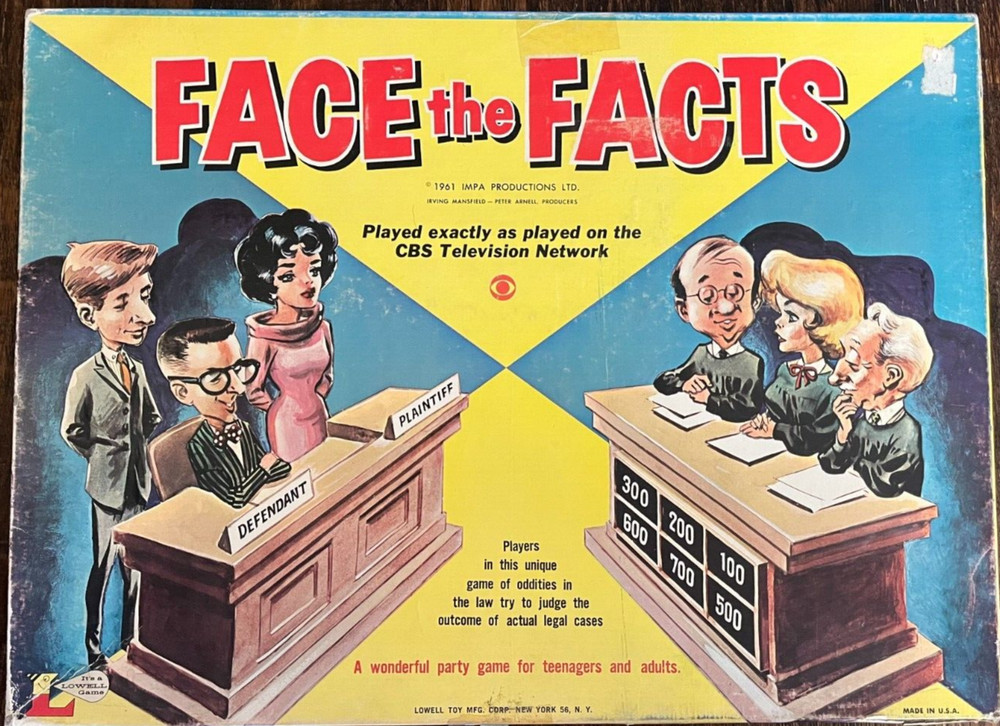 Face the Facts board game – Lowell Toys – 1961 – Box Fair – Complete – 1961