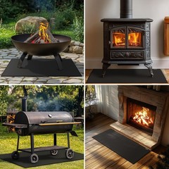 Hearth Rugs for Fireplaces Fire Resistant,48×28 inches 48 x 28 inches, Black