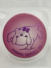 Vntg POG 1993 Animal Series ‘93 Bulldog Pink Korea Bow Tie Cap Milk Top HTF RARE