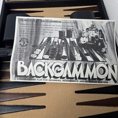 Vintage 1973 Pacific Game Company Travel Backgammon Set w/Directions 15″ x 10.5″