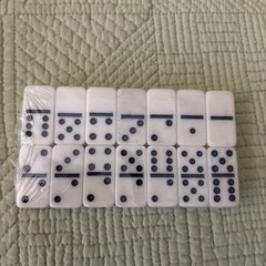 Vtg Wooden Mini Domino Set Complete 28 Pieces Floral Marquetry Inlay Box Game