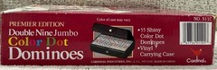 Cardinal Premier Double Nine Jumbo Color Dot Dominoes Set Vinyl Case NEW