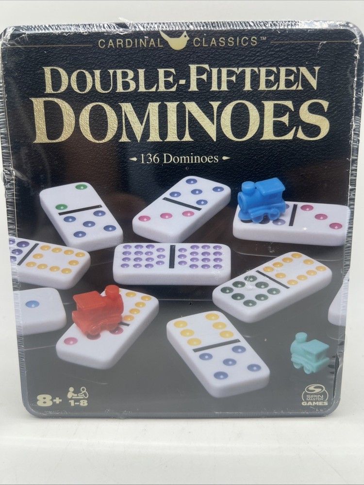 New Spin Master Cardinal Classics Double Fifteen Dominoes Set Color Dots FreeS&H