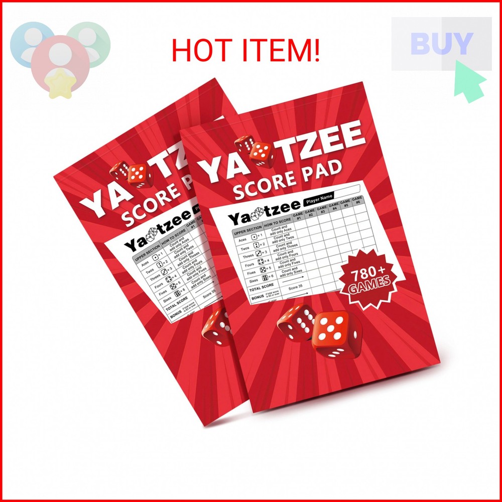 AZUREAL 6″ x 9″ Score Pad for Yahtzee, 130 Sheets Tear Off Score Pages, Large Pr