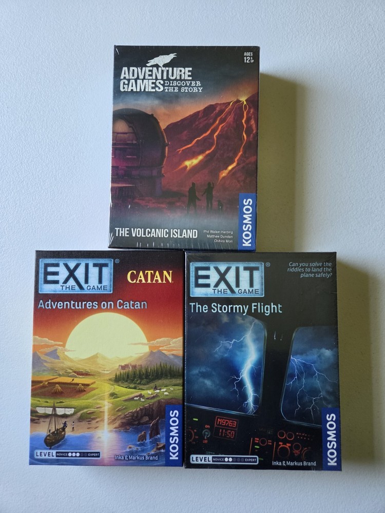 LOT 3 KOSMOS SEALED games: EXIT Stormy Flight, Catan PLUS Volcanic island