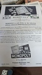 Monopoly 1930’s Blue Box Wood Houses & Hotel Wood Game Pieces Dice, Cards, Rules