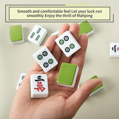 Chinese Green 1.17 Inches Compact Mahjong Set, Travel Small Size, 144 + 8 Blank