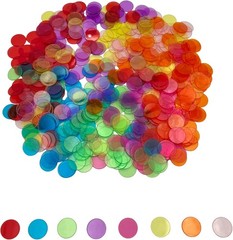 500 Pcs of 3/4 inch Transparent 8 Color Clear Bingo Counting Chips Plastic…