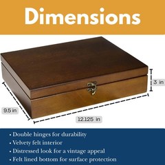 WE Games Old World Wooden Box with 12.125 x 9.625 x 3 inches, Walnut Finish