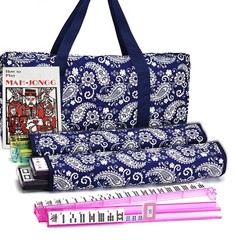 American Mahjong Set, Blue Paisley Carrying Bag,166 Premium White Tiles,4 All…