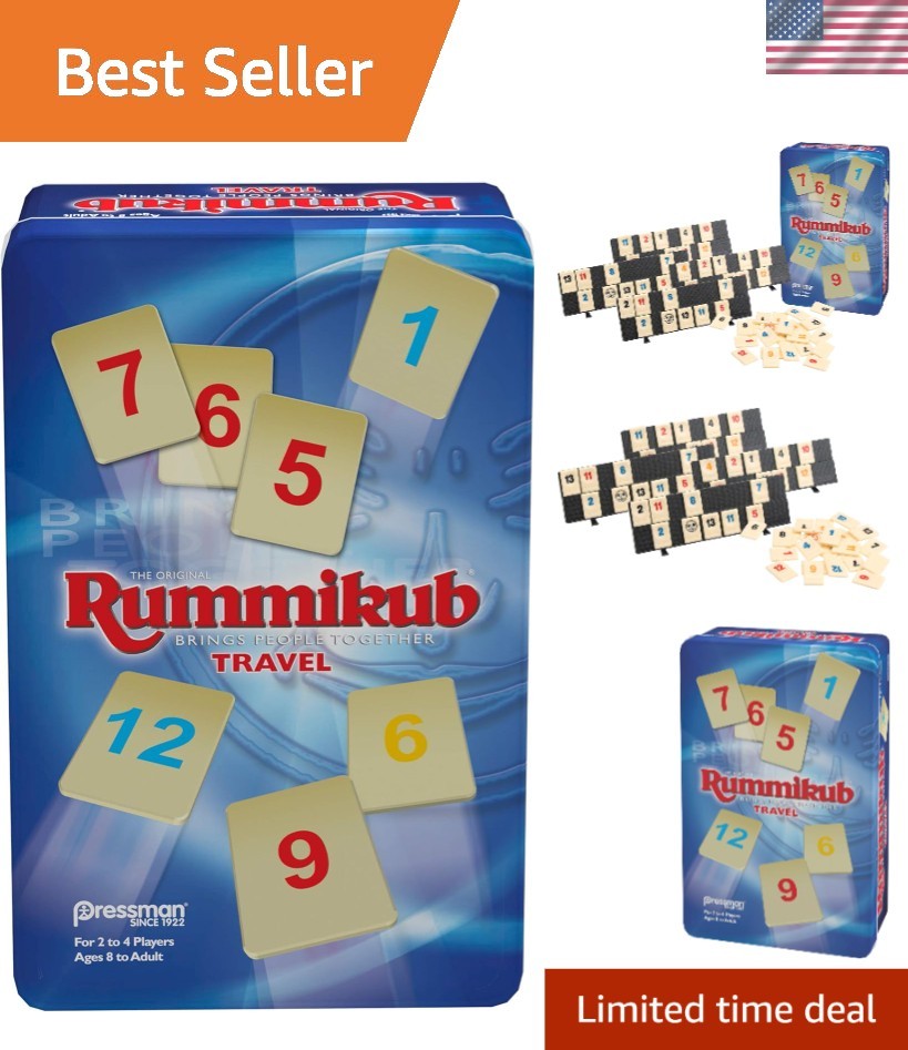 Compact Rummikub Travel Set – 106 Tiles & Racks for Family Fun Anywhere!