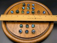 Wood Solitaire Marble Game Board, Solid Hardwood Hand Made