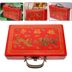 Vintage Chinese Mahjong Set Traditional 144 Tiles Mah-Jong Game Set Case Box