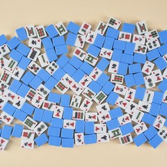 Mahjong Tile Set 166 pcs 1.2″ Tiles 3 Dices 1 Instruction Blue
