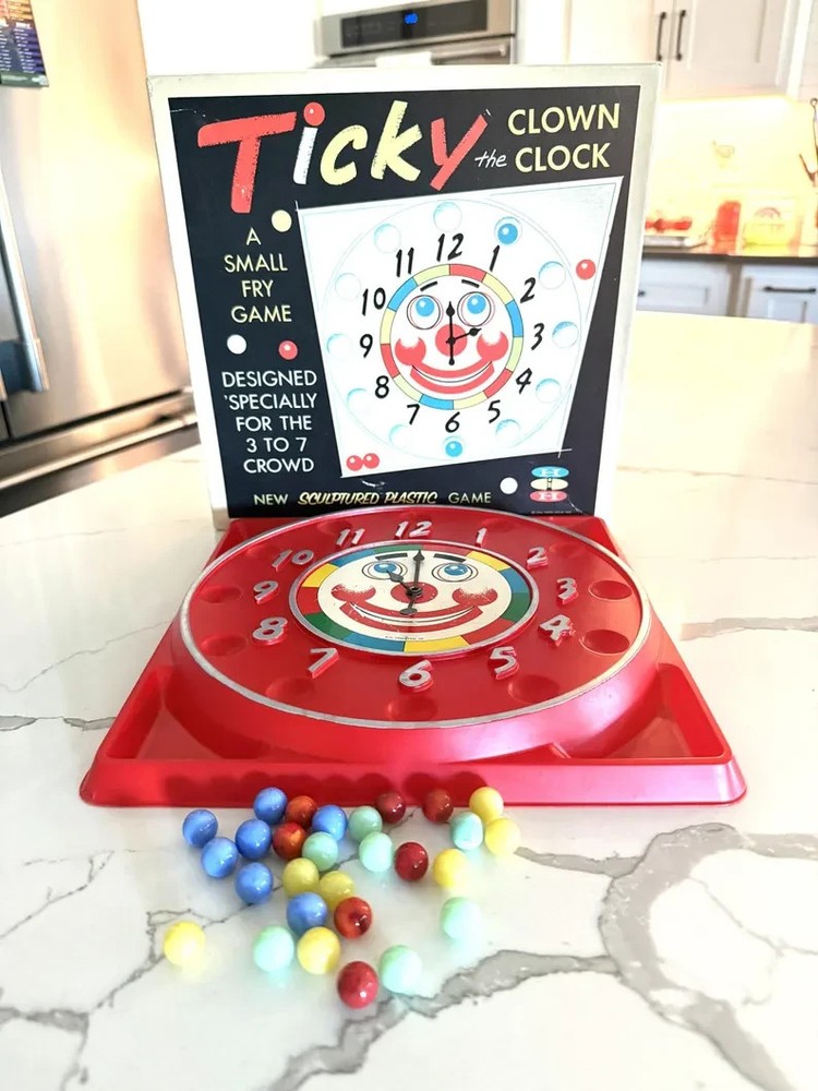 Vintage Toddler Game “TICKY The Clown Clock” 1956 Happy Hour Inc. – COMPLETE