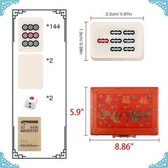 Vintage Chinese Mahjong Set Traditional 144 Tiles Mah-Jong Game Set w/ Case Box