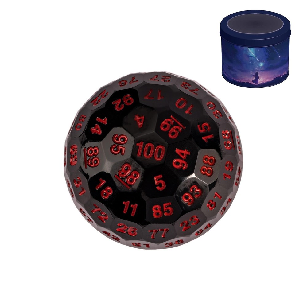 Upgraded 100 Sided Polyhedral Dice (D100), 50mm, Black/Red Font, Single Die, …