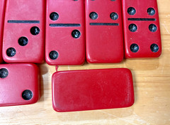 Lot of 20 Vintage Solid Red Catalin Dominoes Bakelite Era Craft Jewelry Tiles
