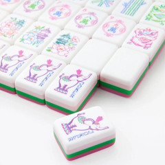 160 American Mahjong Tiles 4-Layer Acrylic Cute Pink Theme Engraved Set
