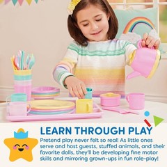 Play Circle Dish Set 34 Pieces Tea Party Kitchen Toys Toddlers Battat Plates