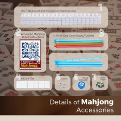 American Mahjong Tile Set with Navy Printed Carrying Bag, 166 Premium White Tile