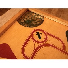 Vintage Carrom Gameboard 125 Games Reversible Wood Board Original Box No. 108