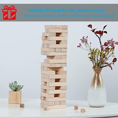 Mini Tumble Tower, 54PCS Wooden Stacking Game for Teens – Pine Stack Timber B…