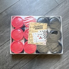 Jumbo 2-in-1 Game Board Set Checkers & Tic Tac Toe w/ Red & Black Pieces