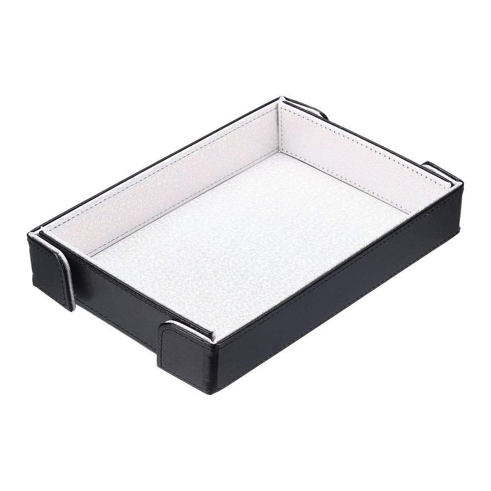 For PU Leather Dice Tray Rectangle Glitter Silver White