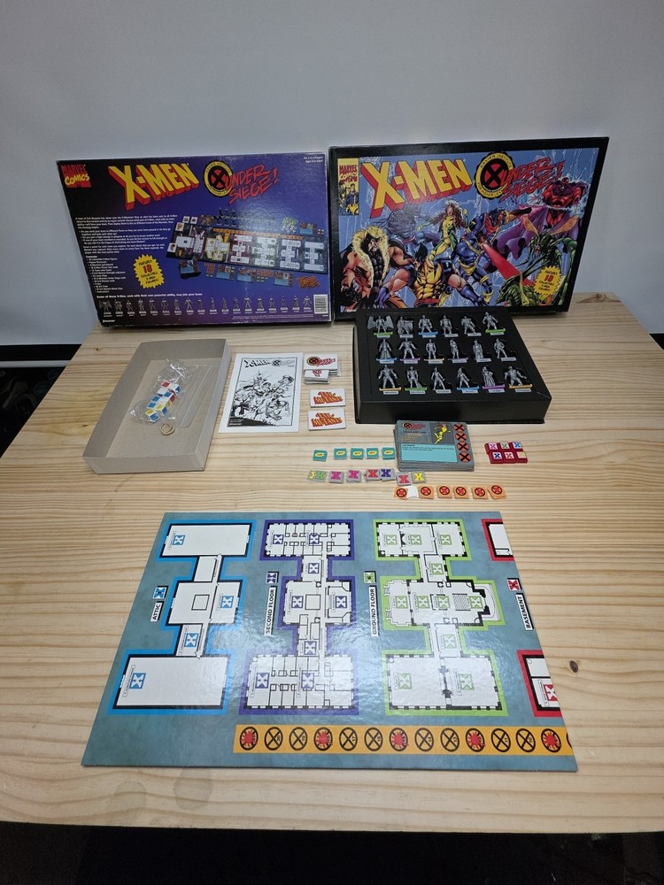 1994 X-Men Under Siege 100% Comple Board Game Marvel Comics Pressman 18 Figures