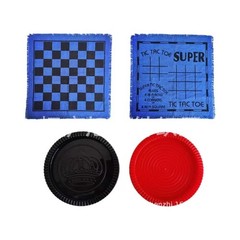 3 in 1 Giant Checkers Game Set,Super Tic Tac Toe,Including Reversible Rug wit..