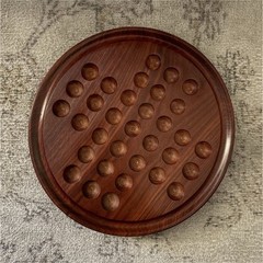 Wooden Solitaire Circular Game Board Strategy Board Game