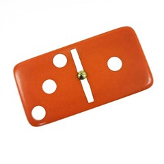 Domino Double 6 Orange-White Jumbo Tournament Size w/Spinner in Black Velvet Box
