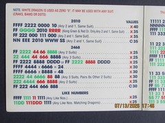 National Mah Jongg League Card 2010 Standard Size